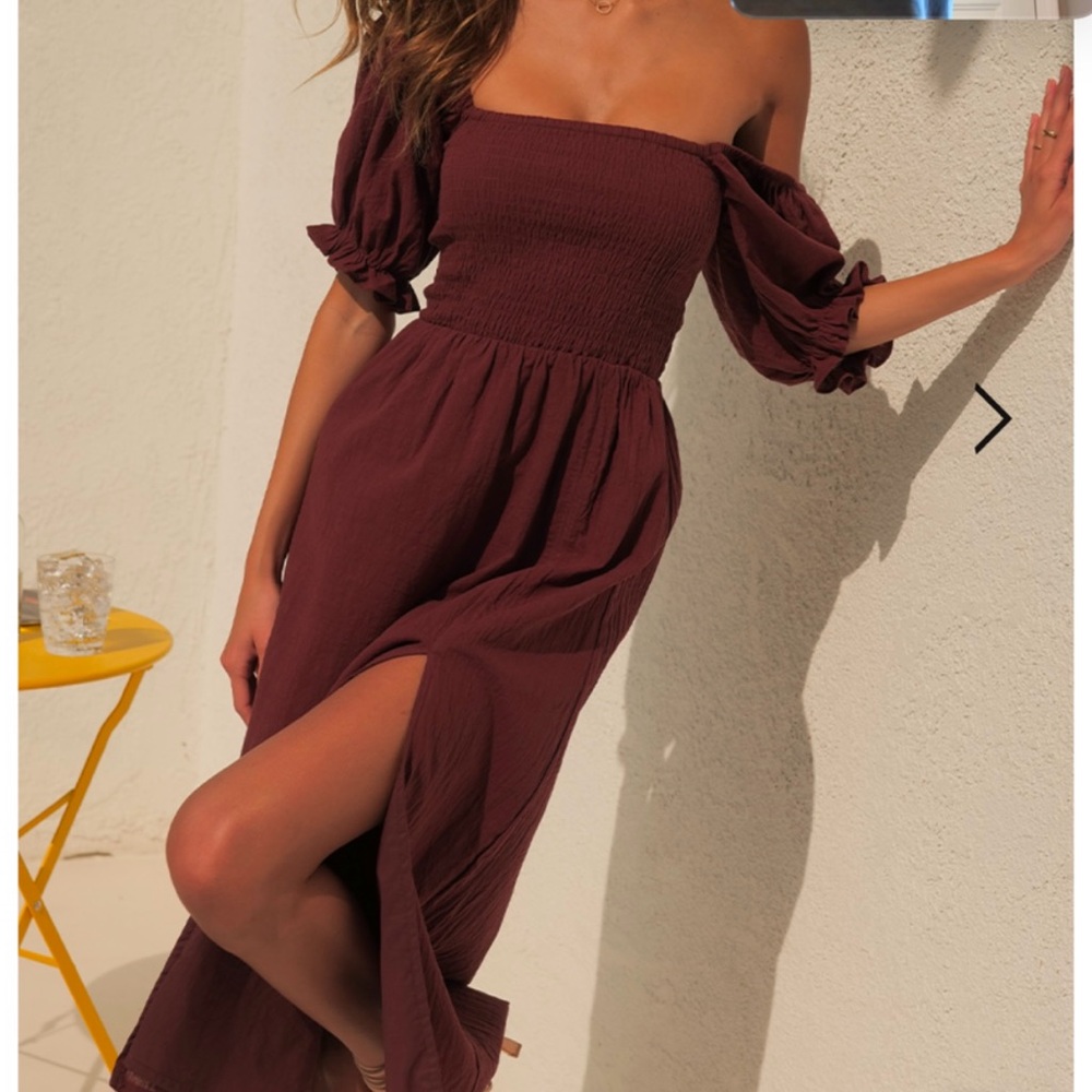 Black midi smocked dress (medium)